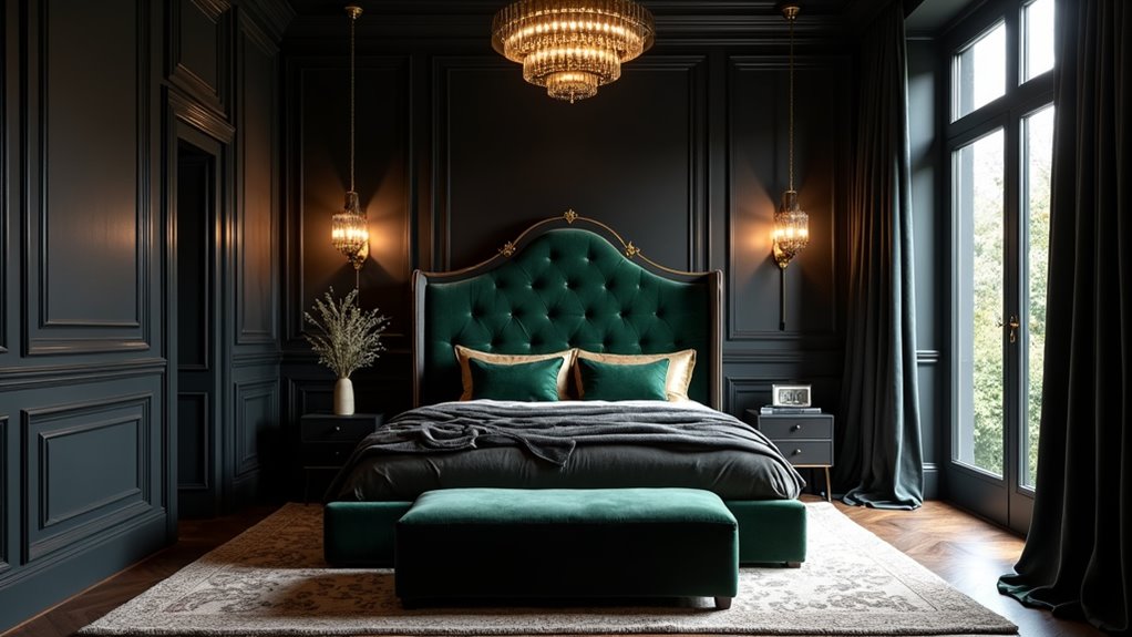 dramatic black bedroom elegance