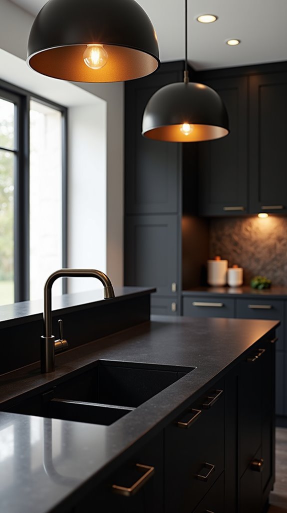 dramatic black countertop elegance
