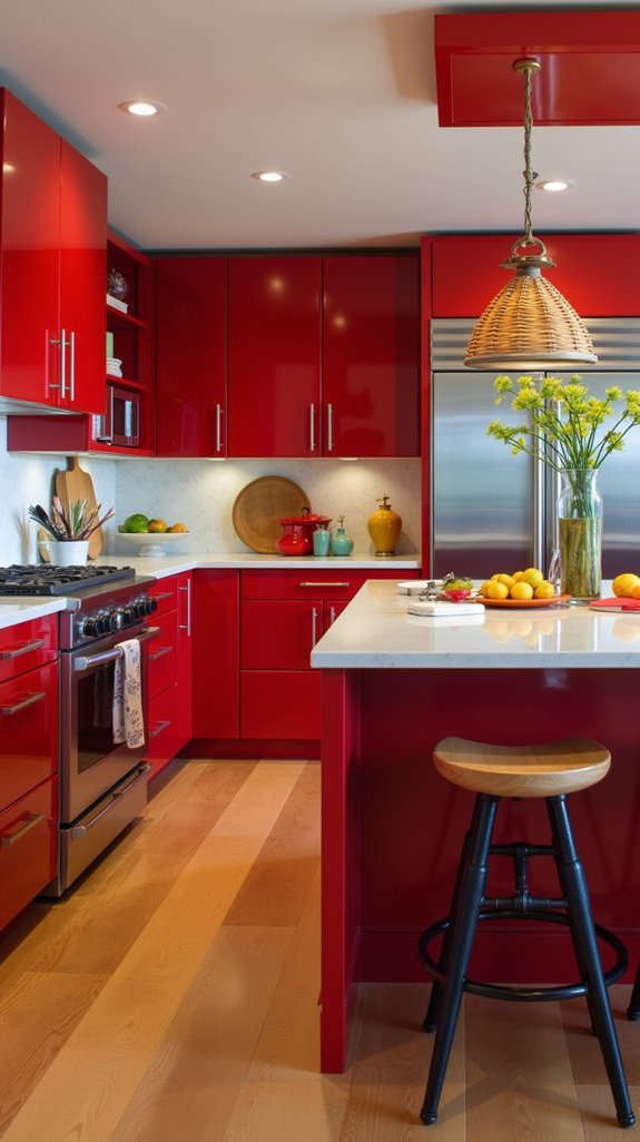 efficient red kitchen design