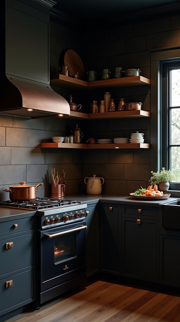 elegant black and copper kitchen