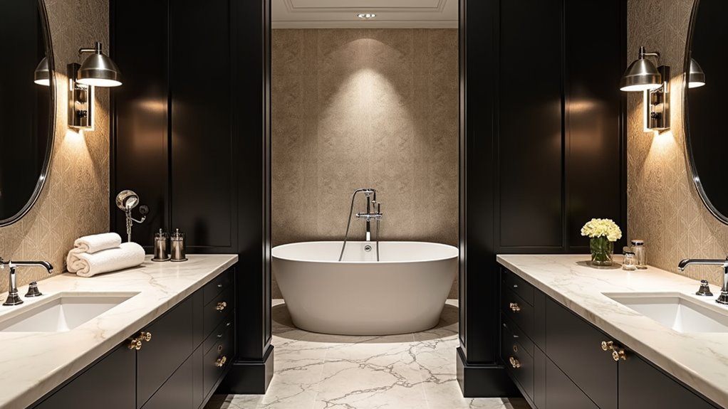 elegant black and cream bathrooms