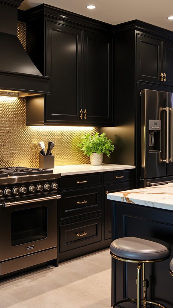 elegant black and gold appliances