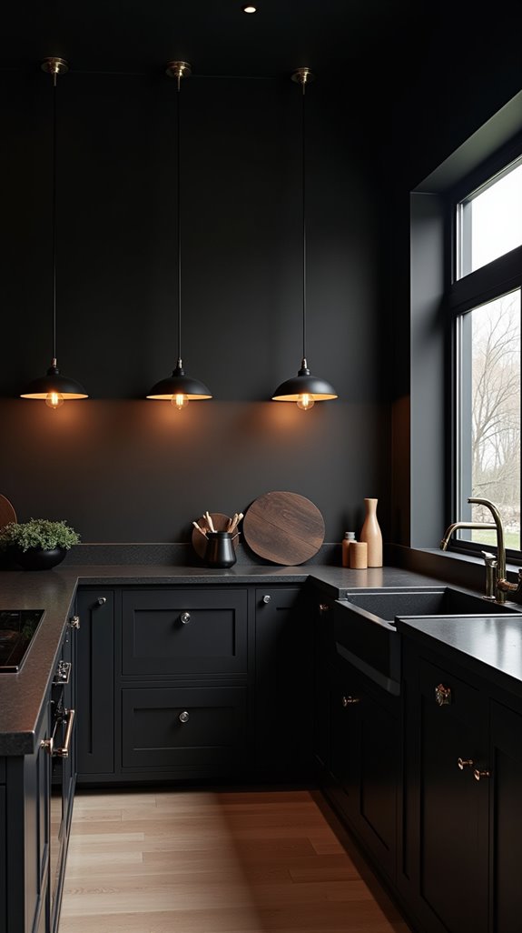 elegant black lighting installation