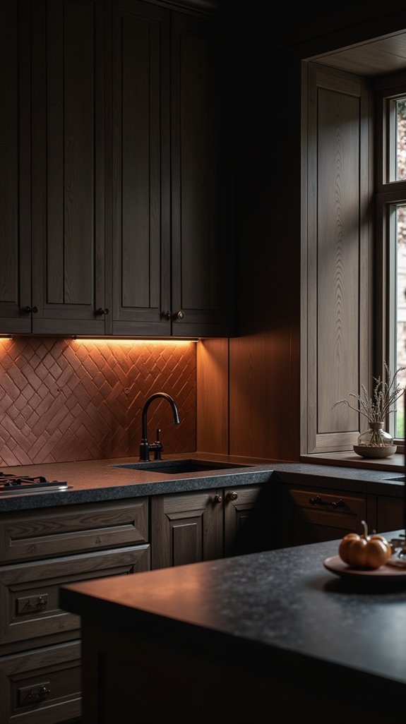 elegant copper tile backsplash