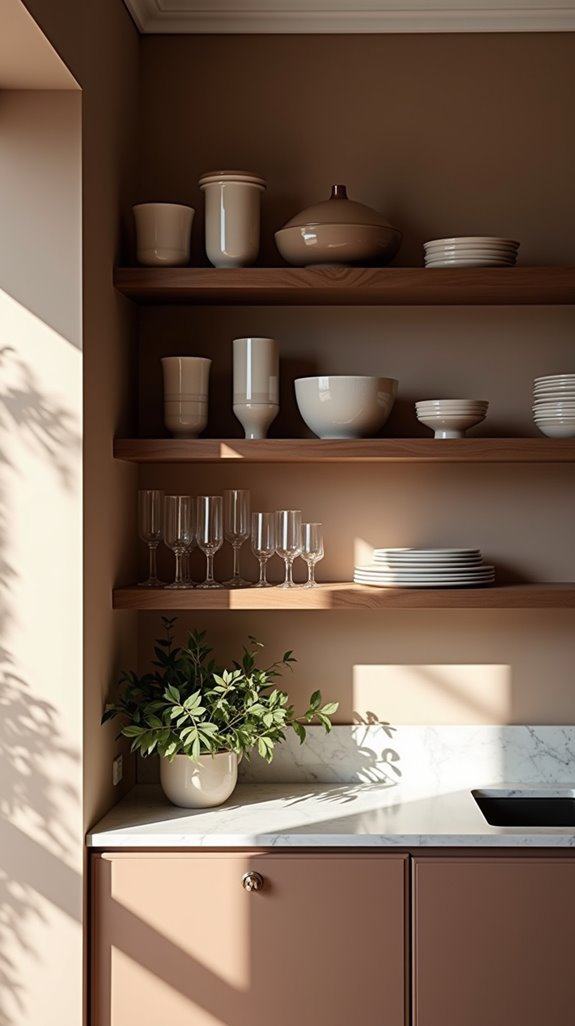 elegant open shelving display