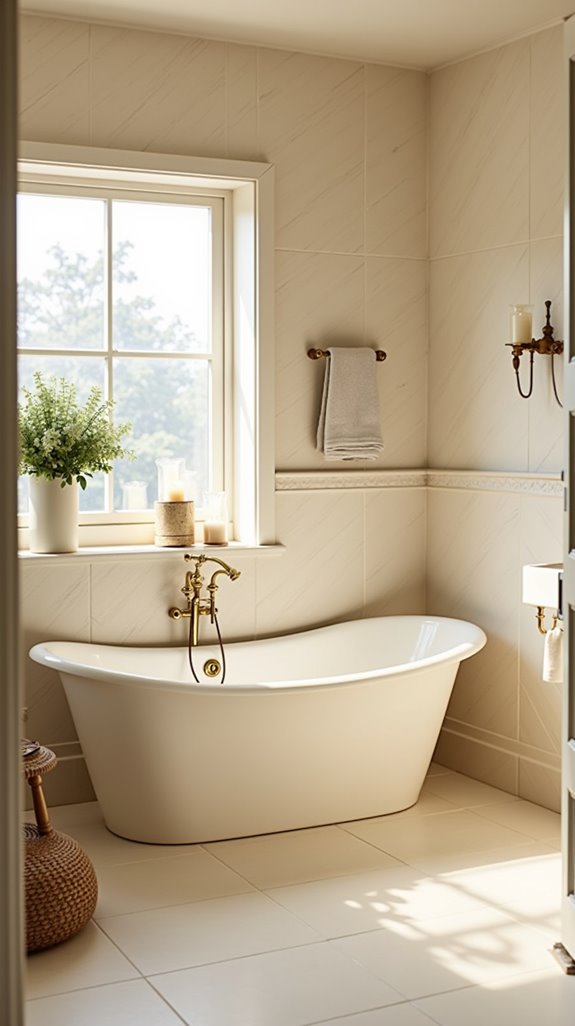 elevate bathroom with cream fixtures