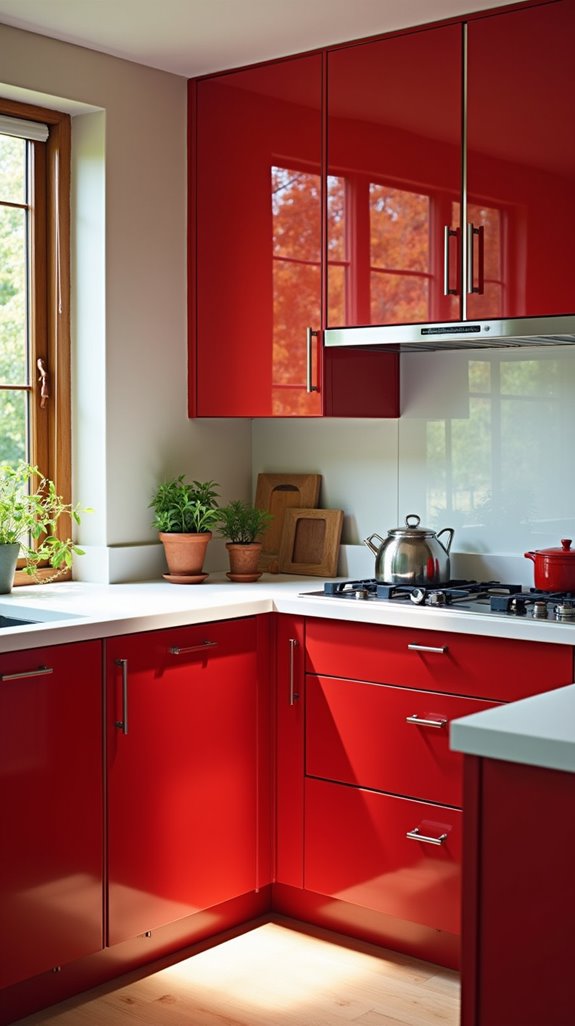 energizing bold red cabinetry