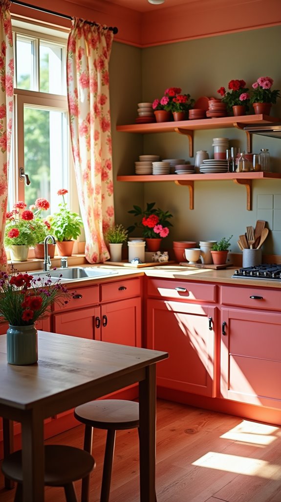 floral accents brighten kitchens
