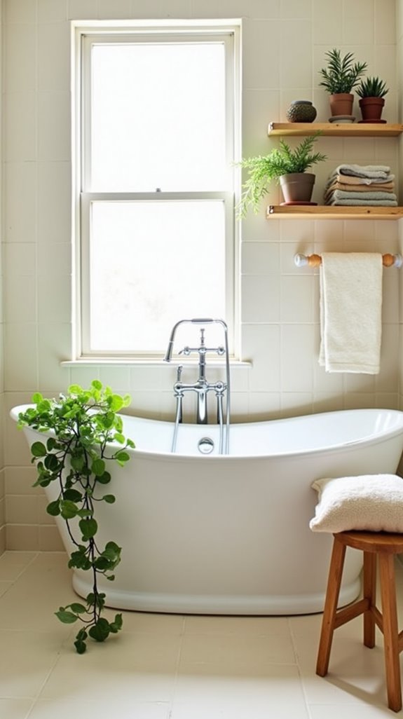 fresh plants enhance bathroom tranquility