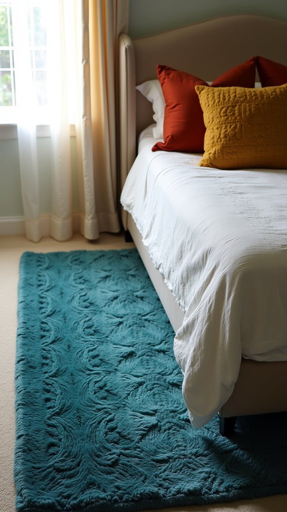 layered colorful area rugs