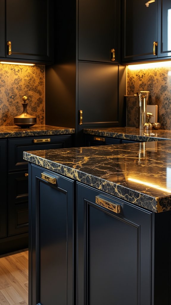 luxurious black and gold countertops