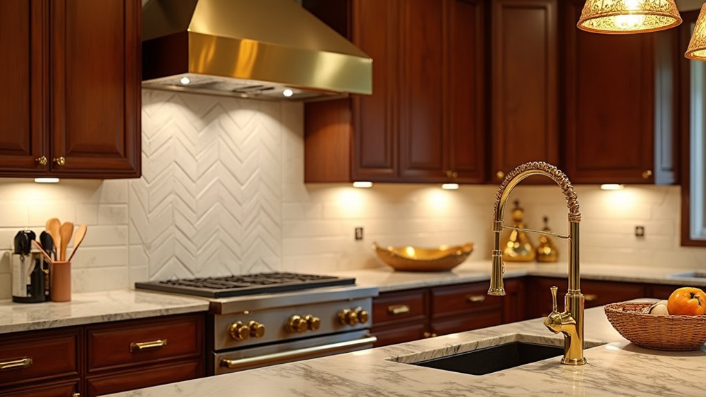 luxurious gold kitchen fixtures