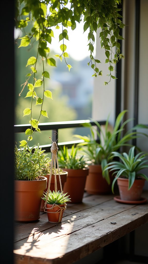 maximize balcony with hanging plants