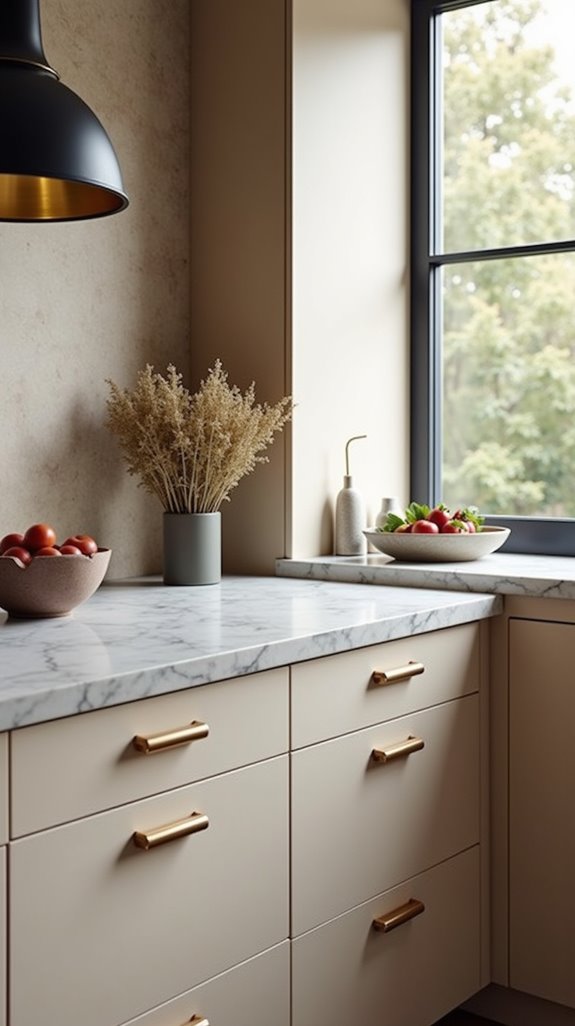 metal accents for taupe kitchens
