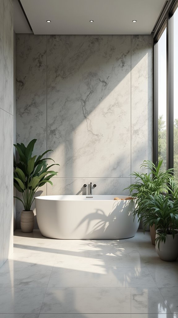 minimalist bathroom with greenery