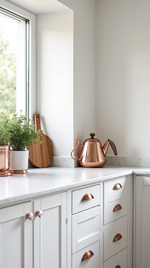 minimalist white kitchen accents