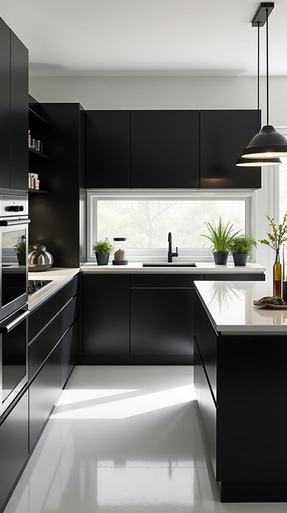 modern black and white appliances