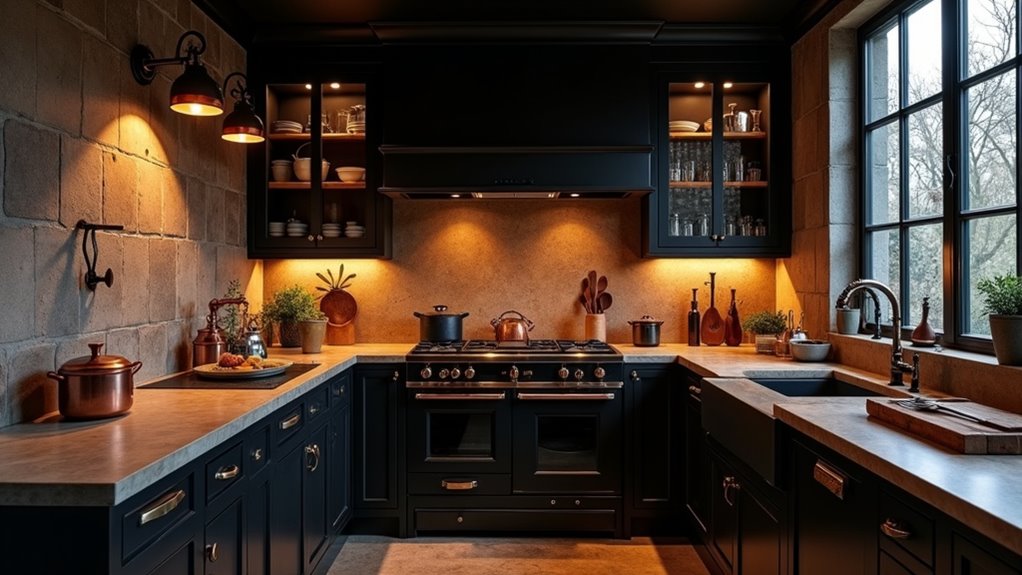moody rustic copper kitchen