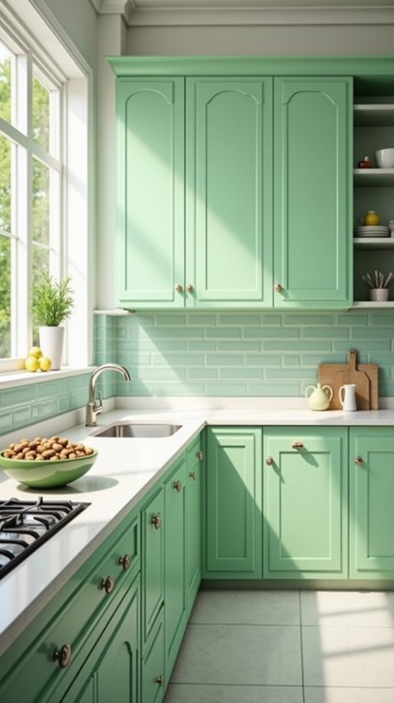 pistachio cabinets enhance kitchens
