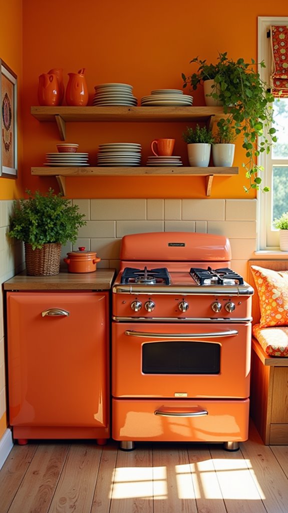 playful orange kitchen appliances