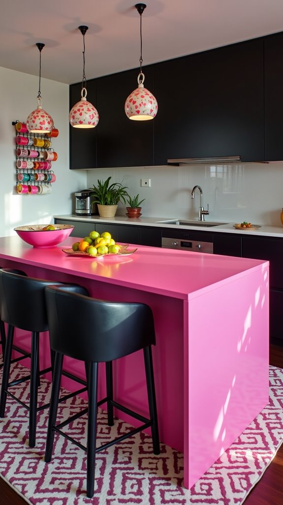 playful pink and black decor