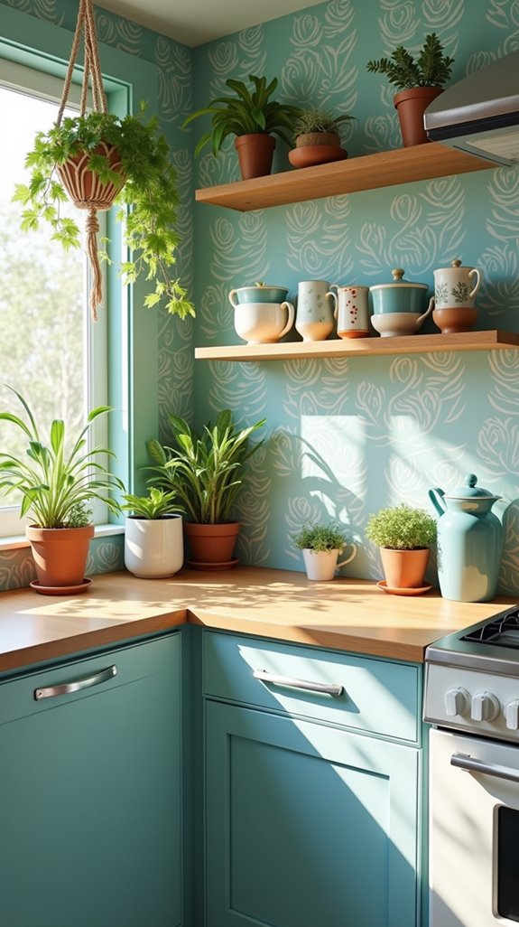 quirky wallpaper patterns enhance kitchens