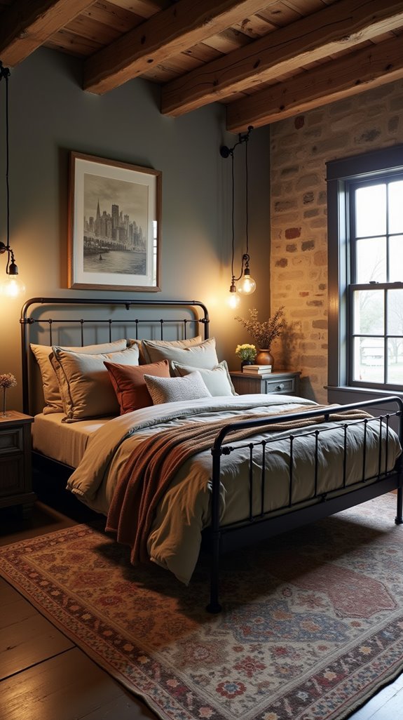 rustic accents enhance metal frame