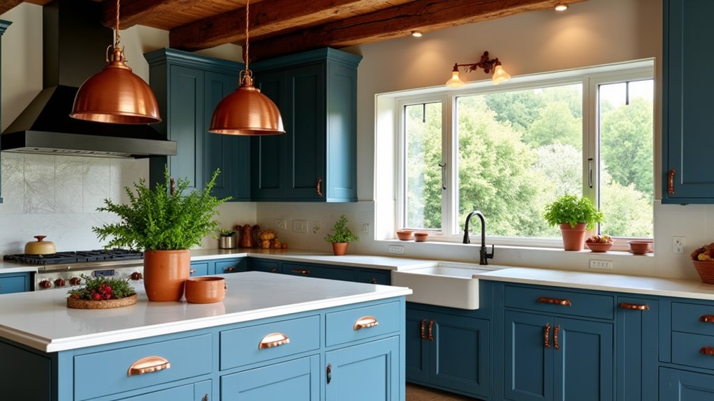 rustic blue copper kitchens