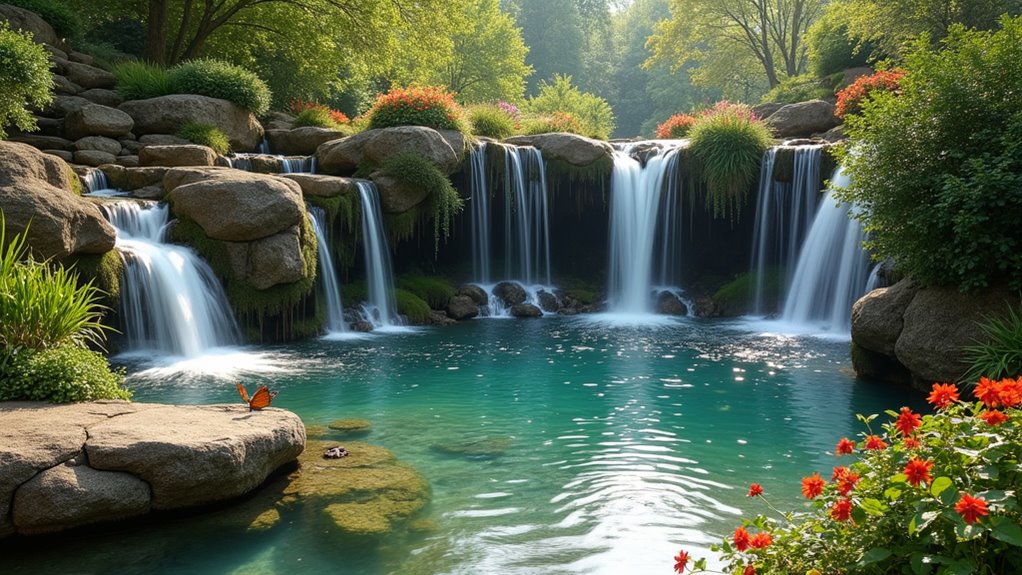serene garden waterfall features