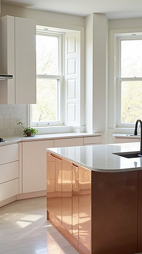 sleek cabinetry copper island