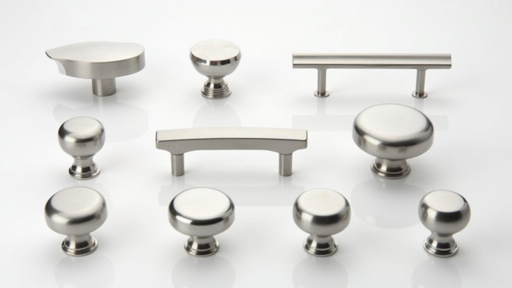 sleek silver kitchen hardware