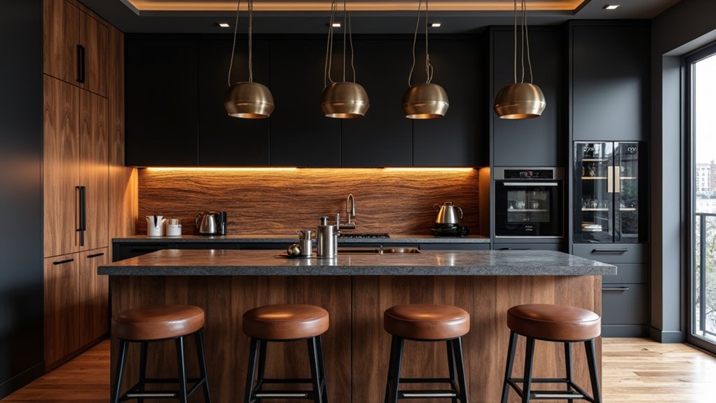 sophisticated black wood kitchens