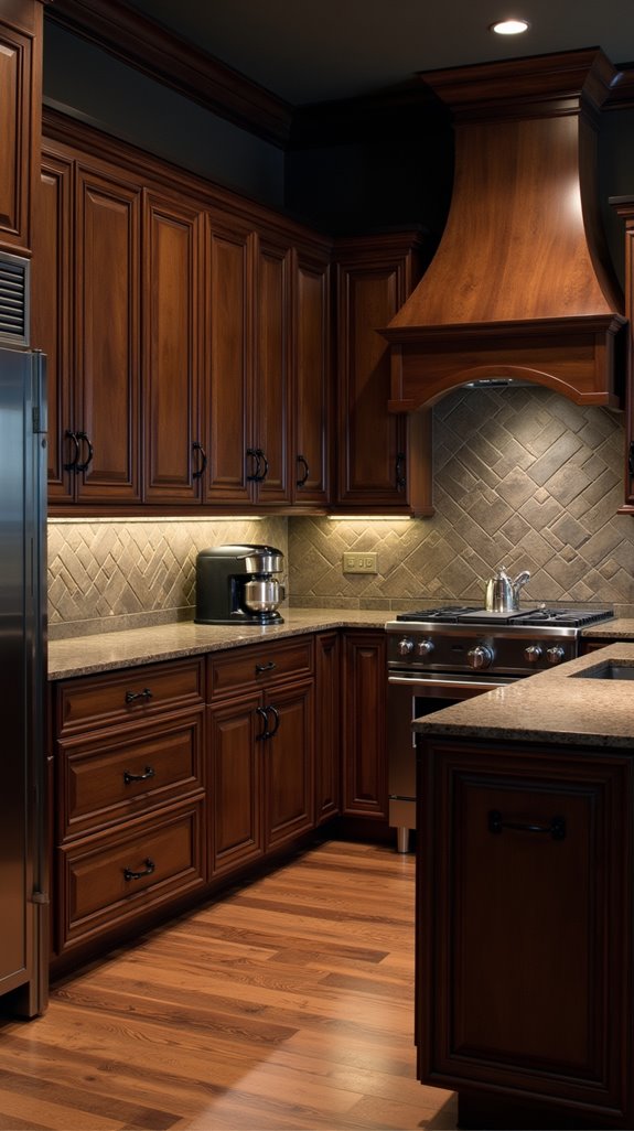 sophisticated dark wood cabinets
