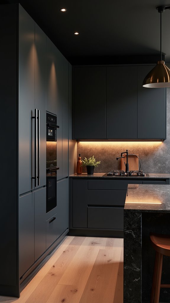 stylish countertops for charcoal cabinetry