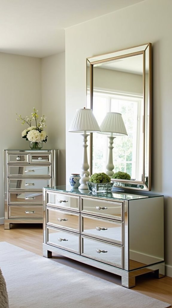 stylish functional mirrored furniture