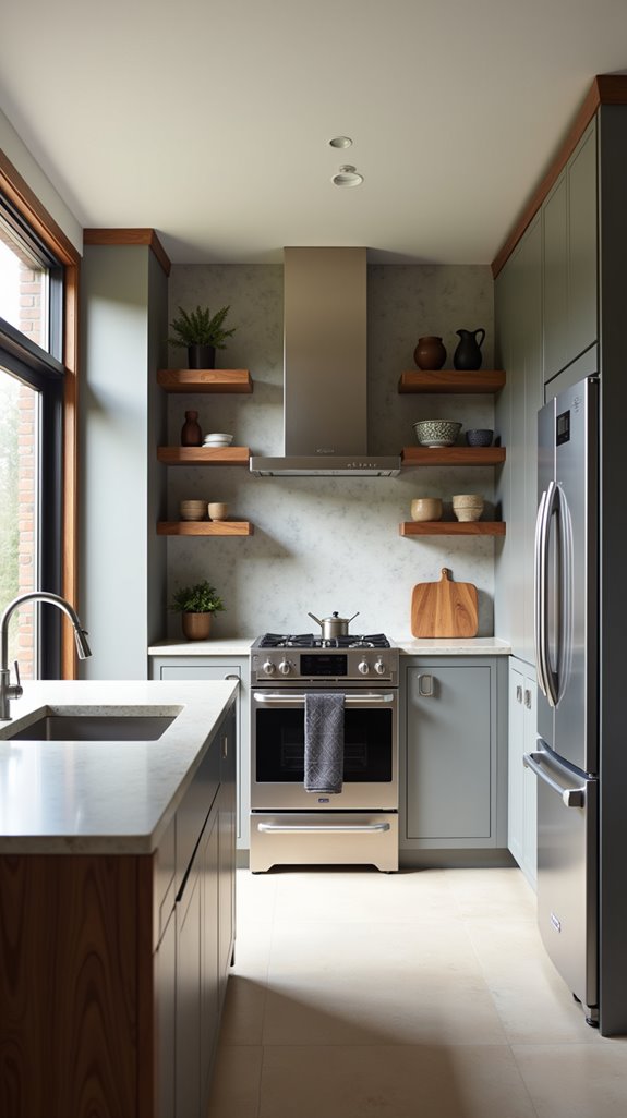 stylish grey and wood appliances