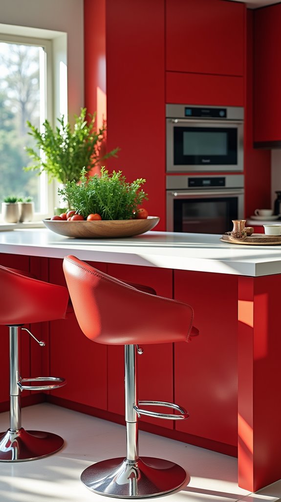 stylish red bar stools