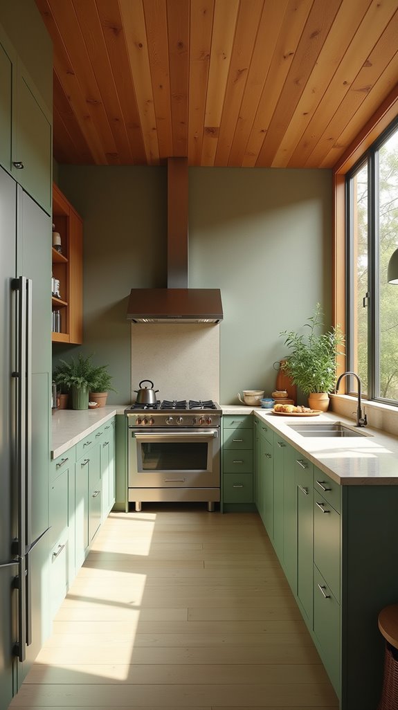 sustainable sage green kitchen