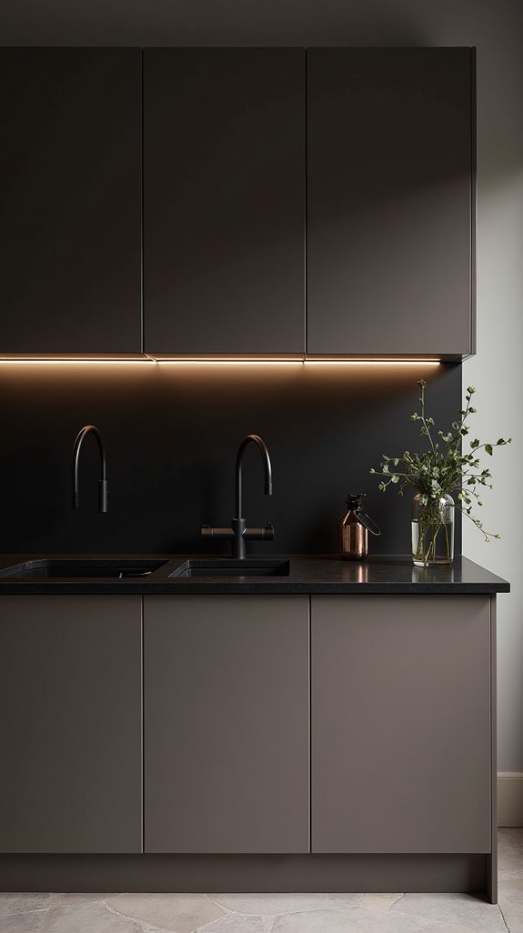taupe and black kitchen harmony