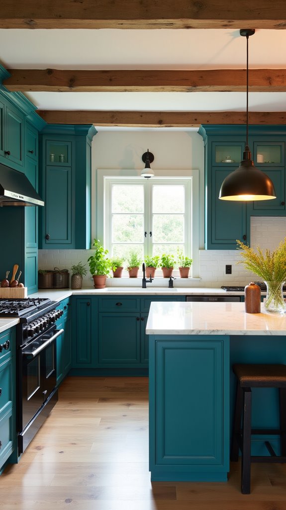 teal kitchen material combinations