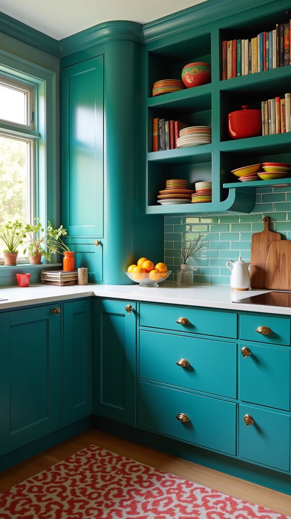 teal kitchen vibrant elements