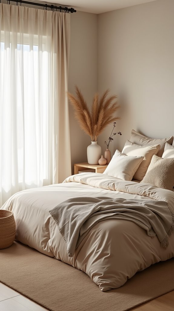 textured fabrics enhance beige bedrooms