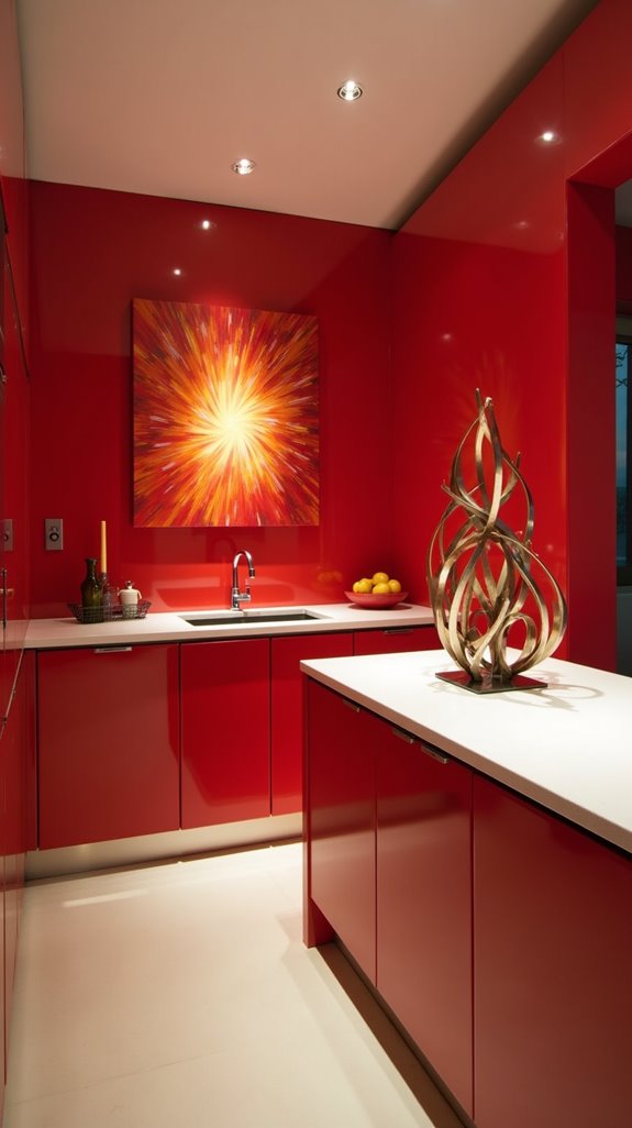unique red kitchen decor