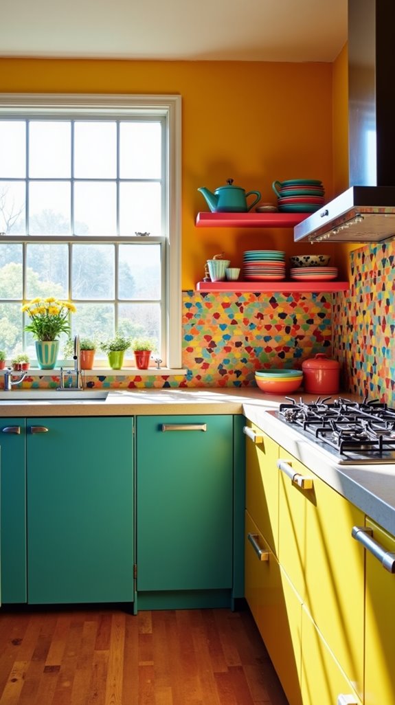 vibrant colorful kitchen cabinets