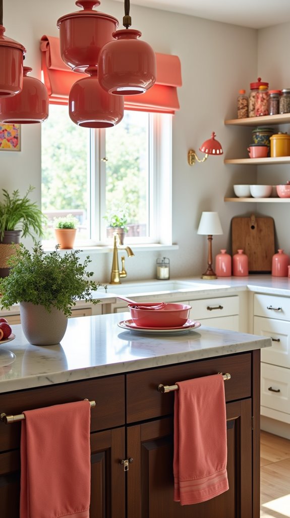 vibrant coral kitchenware ideas