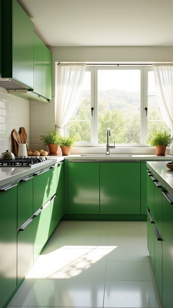 vibrant green kitchen makeover