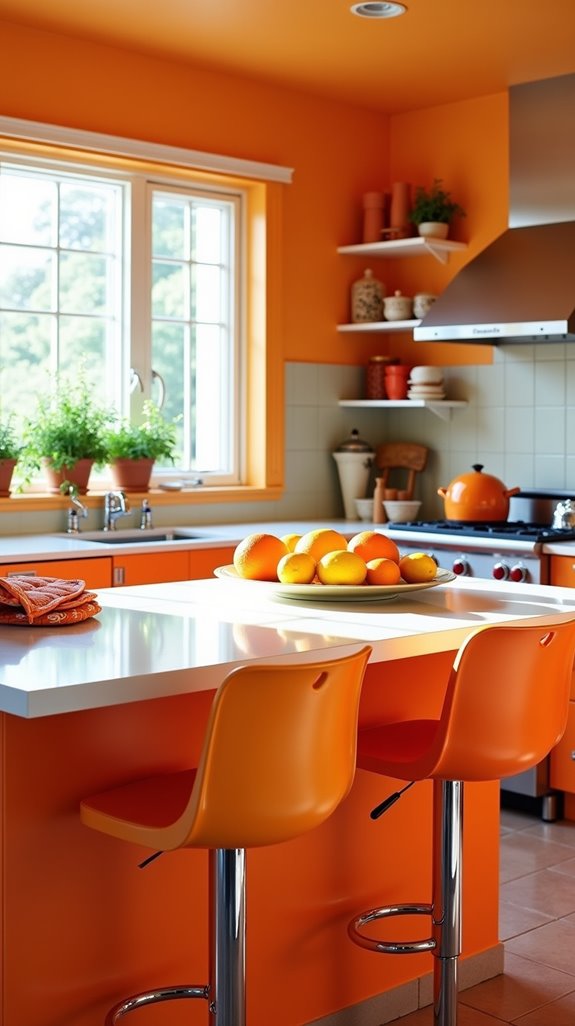 vibrant orange kitchen accents