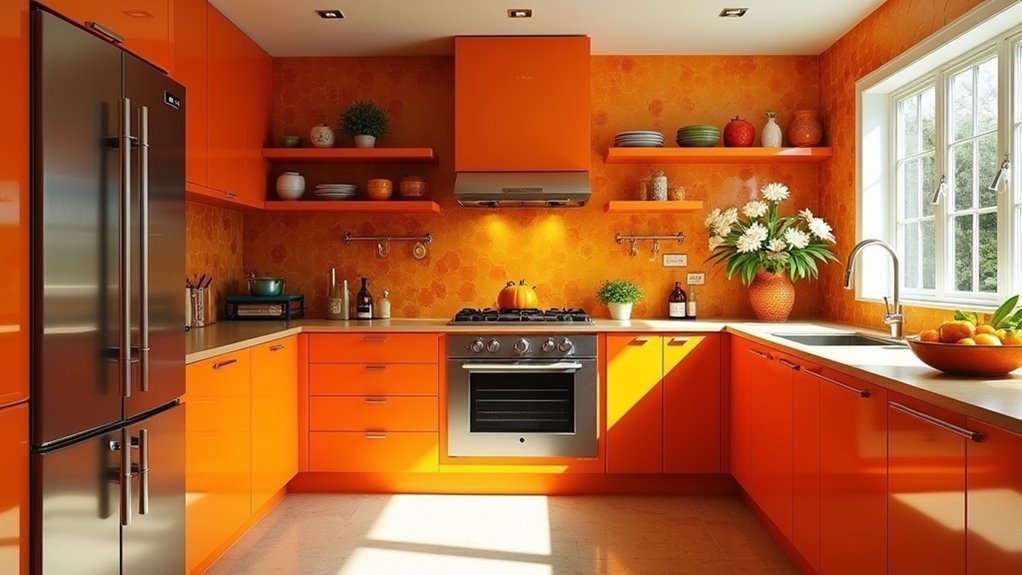 vibrant orange kitchen designs