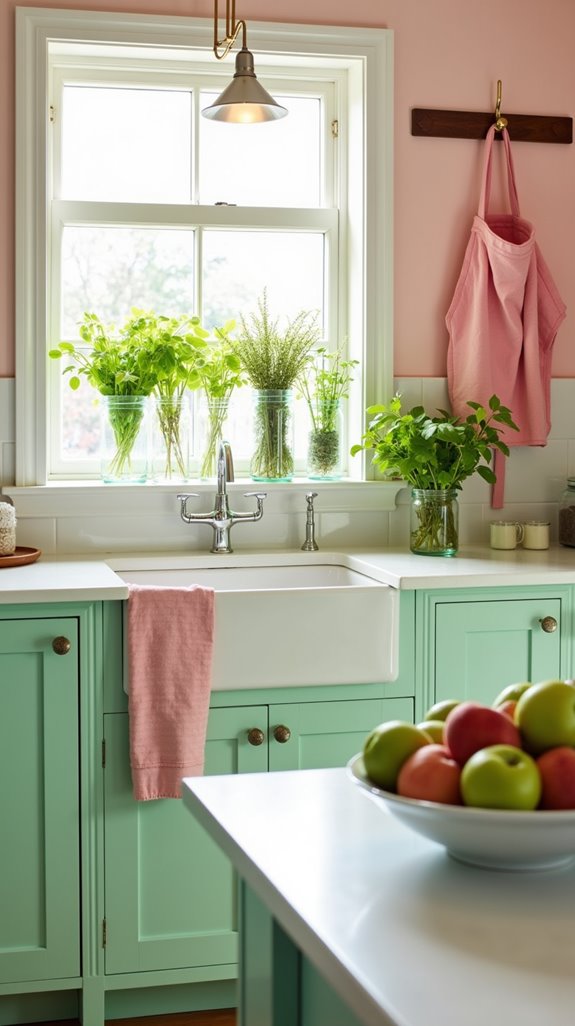 vibrant pink and green d cor