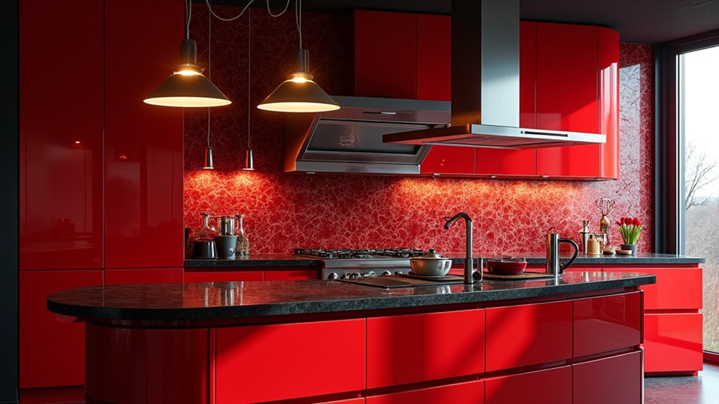 vibrant red kitchen designs